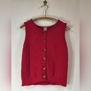 Magaschoni Crimson Red Knit Vest Preppy Librarian Chic Medium